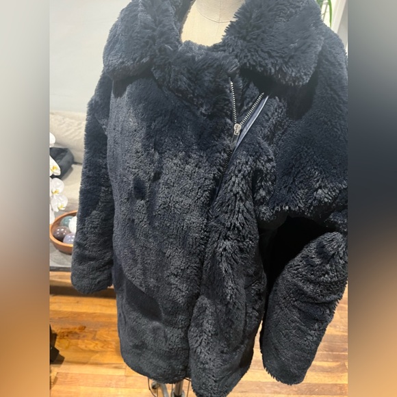 A/OK Faux Fur Coat Black Jacket Cozy Luxurious Glam Winter M/L - Picture 7 of 13